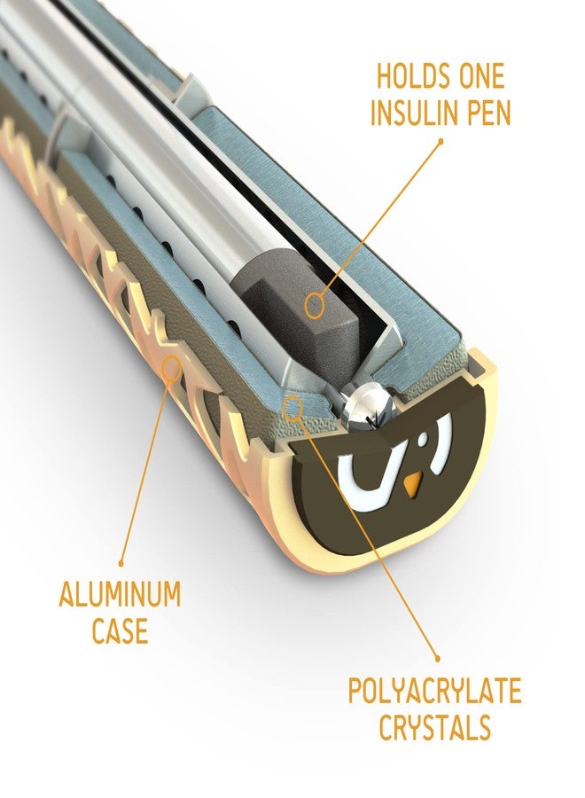 بنجوين حافظة سفر مبردة للأنسولين من بنغوين - حافظة تبريد قابلة لإعادة الاستخدام لأقلام الأنسولين لمرضى السكري، تحافظ على برودة الأنسولين لمدة 24 ساعة. حافظة حمل من الألومنيوم لأقلام الأنسولين، لون ذهبي. - Image 2